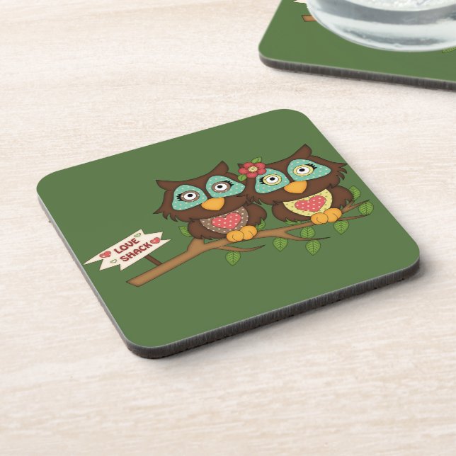 Liebe Owls Design Geschenke Getränkeuntersetzer (Linke Seite)