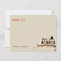 Liebe Owls Hochzeit im Herbst Vielen Dank Karten