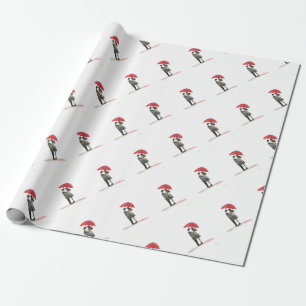 Liebe-Paar mit rotem Schirm romantisch Geschenkpapier