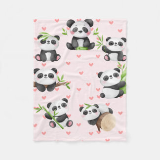 Liebe Pandas & Herz Muster Fleecedecke