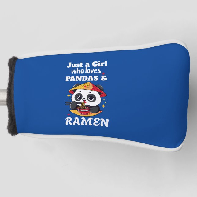 Liebe Pandas und Ramen (weißer Text) Golf Headcover (Vorderseite)