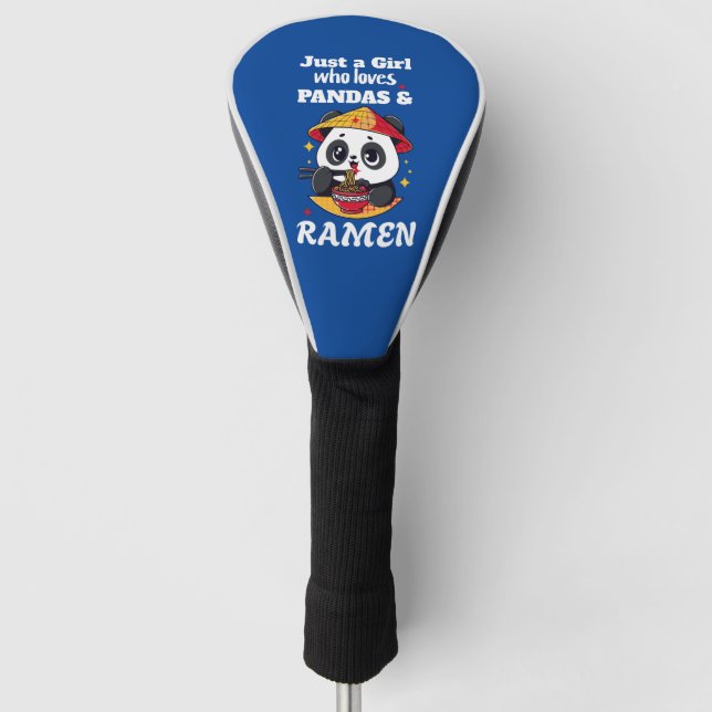 Liebe Pandas und Ramen (weißer Text) Golf Headcover (Vorderseite)