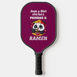 Liebe Pandas und Ramen (weißer Text) Pickleball Schläger