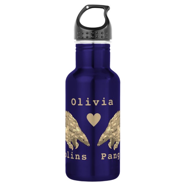 Liebe Pangolins Gefährdete Tierart Olivia Name Edelstahlflasche (Vorderseite)