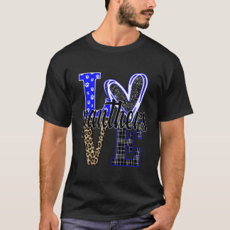 Liebe Panthers Maskottchen Schulgeist Blau Weiß Le T-Shirt