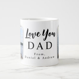 Liebe Papa | 2 anpassbare Fotos und Namen Jumbo-Tasse