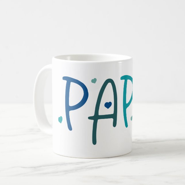 Liebe Papa Großvater Typografische Herzen Kaffeetasse (Vorderseite Links)