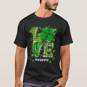 Liebe Pappy Green Kariert Leopard St Patrick's Day T-Shirt