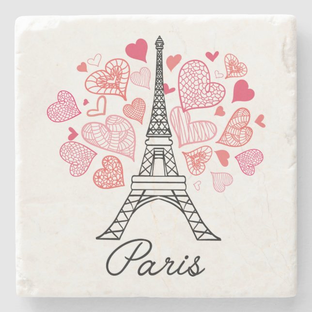 Liebe Paris, Frankreich Steinuntersetzer (Vorderseite)