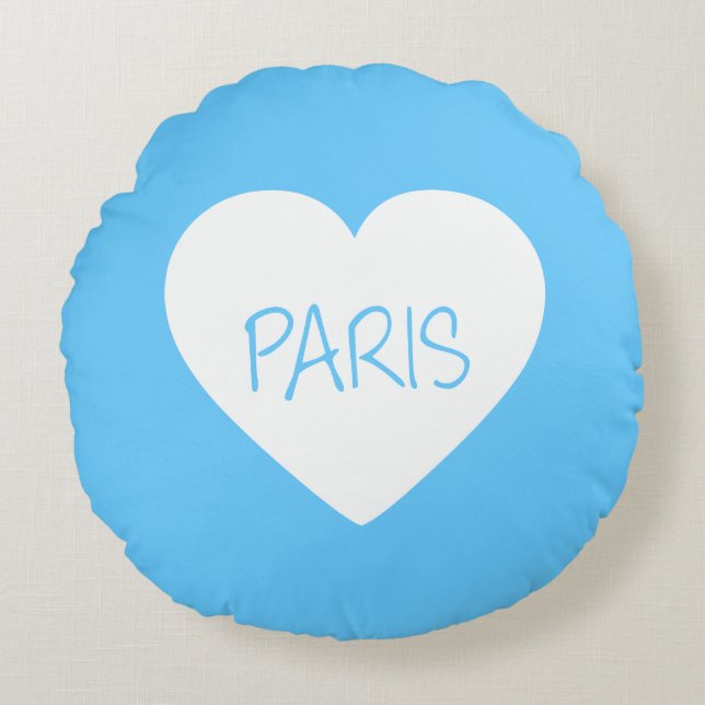 Liebe-Paris-Herz Rundes Kissen (Vorderseite)