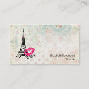Liebe Paris mit Eiffelturm auf Vintagem Muster Visitenkarte