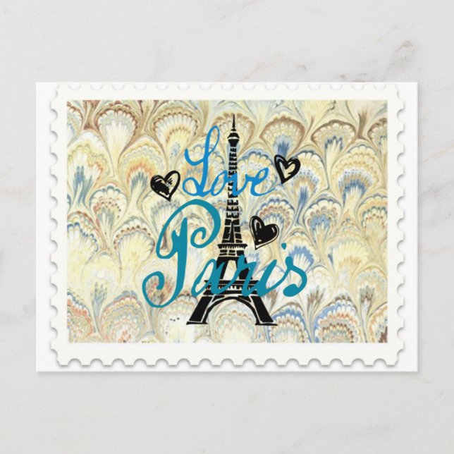 Liebe PARIS POSTATIONS BRIEFMARKE DRUCKEN Postkarte (Vorderseite)