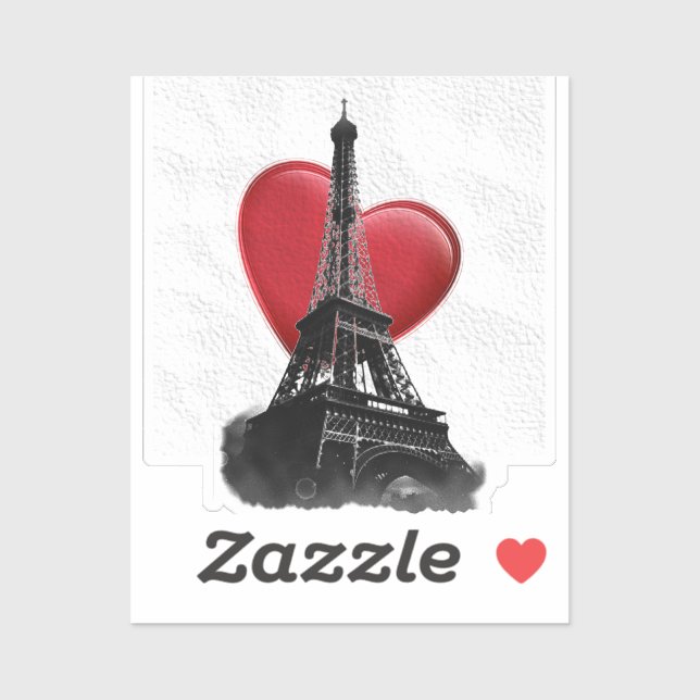 Liebe Paris Red Heart Eiffel Tower Aufkleber (Blatt)