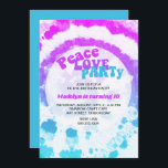 Liebe Party Rosa Türkische Gefärbte Krawatte Gebur Einladung<br><div class="desc">Farbenfrohe Gefärbte Krawatte Geburtstagsparty Einladung mit shibori Kunstmuster in einem Regenbogen von rosa lila und türkis. Peace Liebe Party wird in Retro Hippie Typografie geschrieben und die Erholung der Einladung Vorlage ist vollständig editierbar. Ideal für Vintages Thema,  gefärbte Krawatte Geburtstagsparty,  chaotische Malerei oder andere Kunst und Kunsthandwerk Spaß.</div>