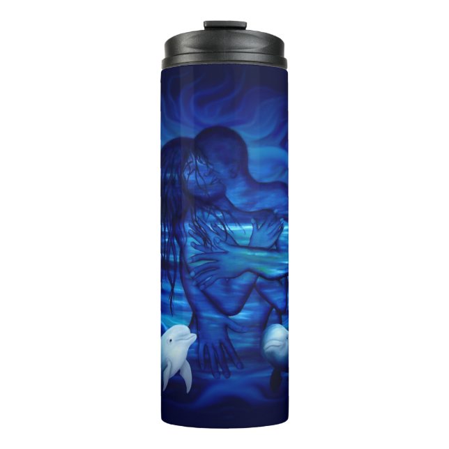 Liebe, Passionsakt - Paar mit Dolphin Thermosbecher (Vorderseite)