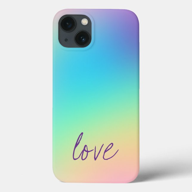 "Liebe" Pastel Rainbow Gradient Design Case-Mate iPhone Hülle (Rückseite)