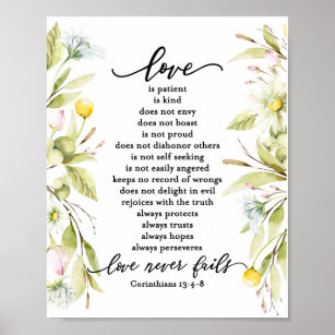 Liebe Patienten 1 Korinther 13:4-8 Wildblumen Poster