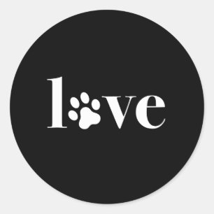 Liebe Paw Cat Dog Geschenke Typografie Runder Aufkleber