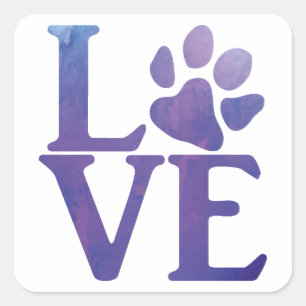 Liebe Paw Classic Lila Quadratischer Aufkleber