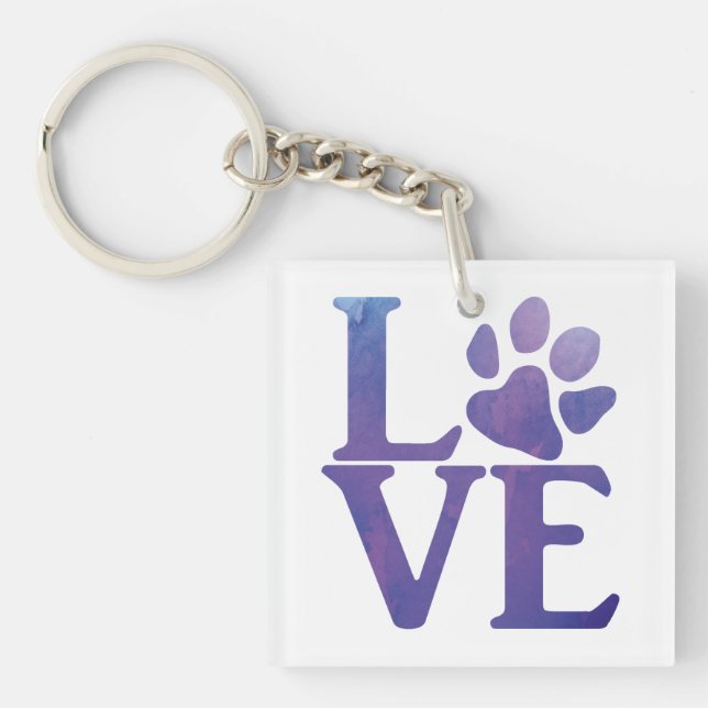 Liebe Paw Classic Lila Schlüsselanhänger (Vorderseite)