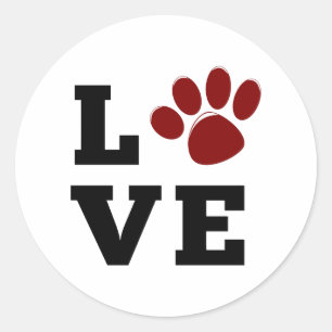 Liebe Paw Print Animal Lover Dog Lover Runder Aufkleber