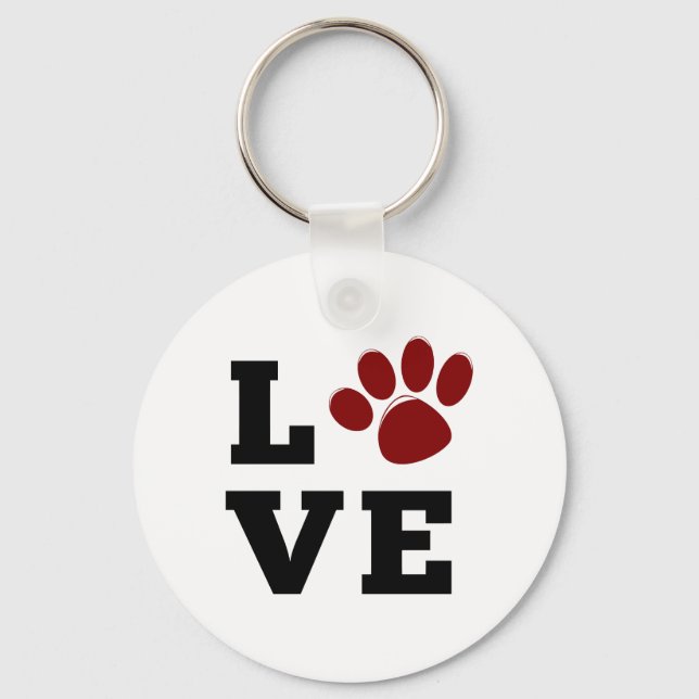 Liebe Paw Print Animal Lover Dog Lover Schlüsselanhänger (Vorderseite)