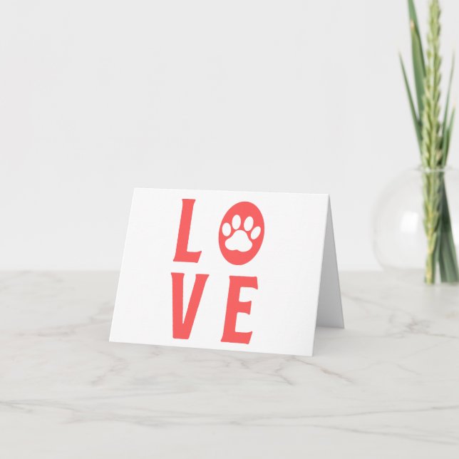 Liebe Paw Print (Katze, Hund, Haustier) PERSONALIS Karte (Vorderseite)