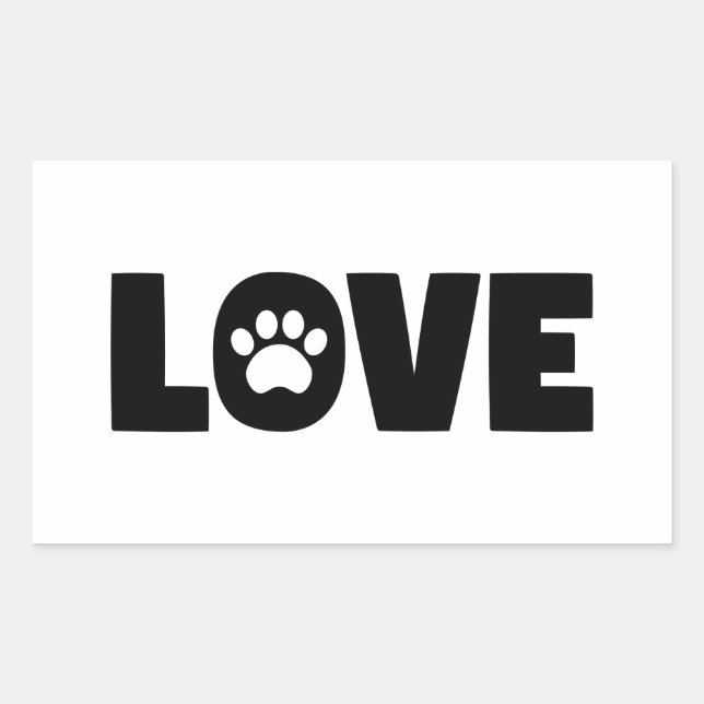 Liebe Paw Print Rechteckiger Aufkleber (Vorderseite)