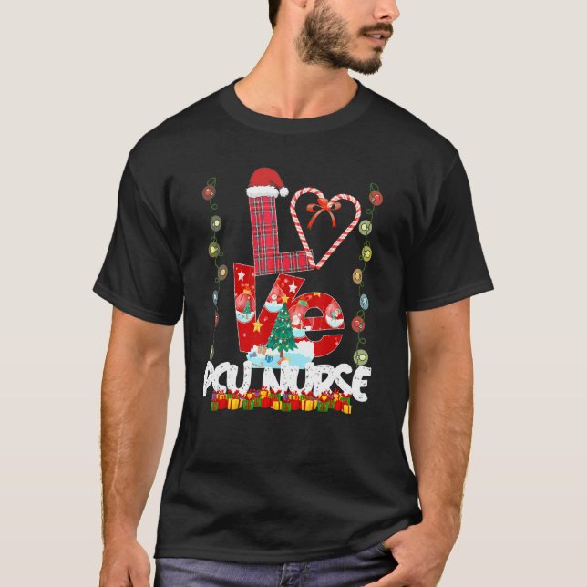 Liebe Pcu Nurse Weihnachtsmannmütze Candy Xmas Paj T-Shirt (Vorderseite)