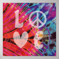 Liebe Peace Abstrakt Hippie Pink Blue Batik Gefärb