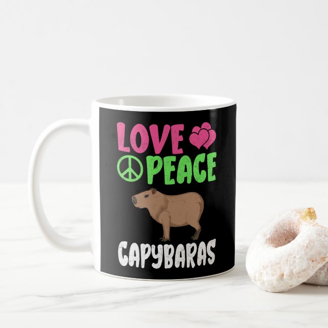 Liebe Peace Capybaras Niedlicher Tiere Capybara Lo Kaffeetasse (Mit Donut)
