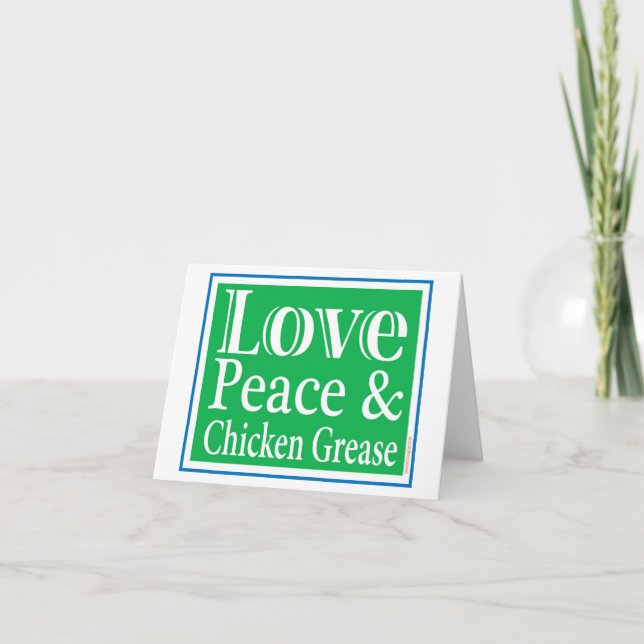 Liebe Peace & Chicken Fett Card Dankeskarte (Vorderseite)