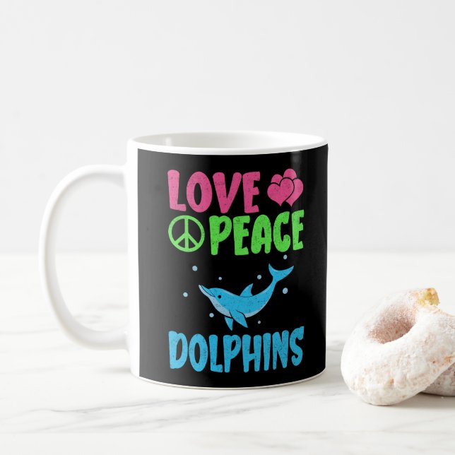 Liebe Peace Delphine Niedliche Meerestiere Dolphin Kaffeetasse (Mit Donut)