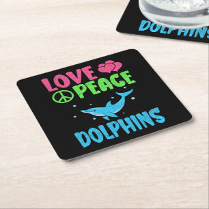 Liebe Peace Delphine Niedliche Meerestiere Dolphin Rechteckiger Pappuntersetzer