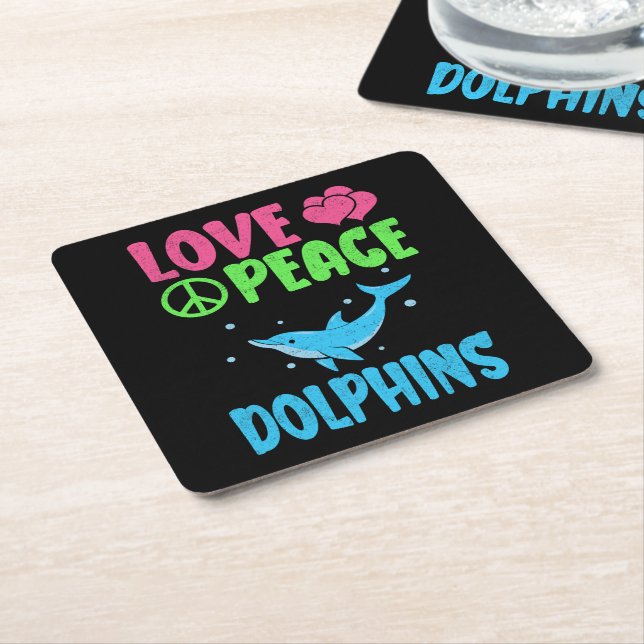 Liebe Peace Delphine Niedliche Meerestiere Dolphin Rechteckiger Pappuntersetzer (angewinkelt)