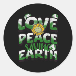 Liebe Peace Earth Environmental Protection Earth D Runder Aufkleber