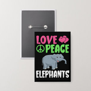 Liebe Peace Elephants Niedlich Zoo Tiere Elefanten Button