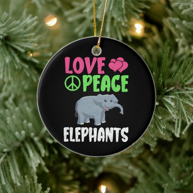 Liebe Peace Elephants Niedlich Zoo Tiere Elefanten Keramik Ornament (Baum)