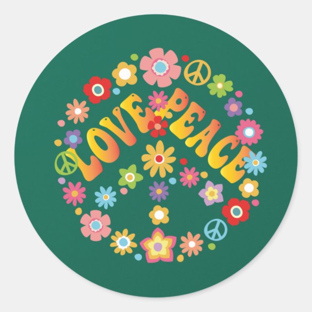 LIEBE PEACE FREEDOM 60er 70er Gefärbte Krawatte Vi Runder Aufkleber (Vorderseite)