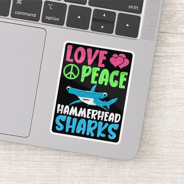 Liebe Peace Hammerhead Haie Niedliche Meerestiere  Aufkleber (Detail)