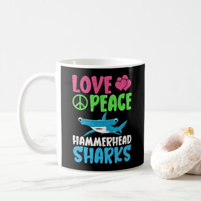 Liebe Peace Hammerhead Haie Niedliche Meerestiere  Kaffeetasse (Mit Donut)