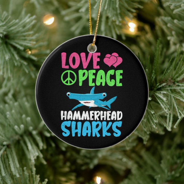 Liebe Peace Hammerhead Haie Niedliche Meerestiere  Keramik Ornament (Baum)