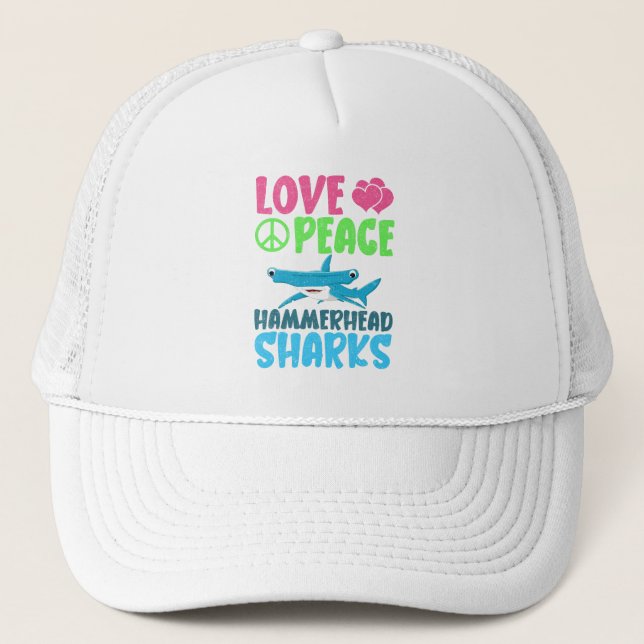 Liebe Peace Hammerhead Haie Niedliche Meerestiere  Truckerkappe (Vorderseite)