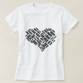 LIEBE PEACE HOPE Chic Stylish Word Cloud T-Shirt