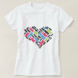 LIEBE PEACE HOPE Chic Stylish Word Cloud T-Shirt