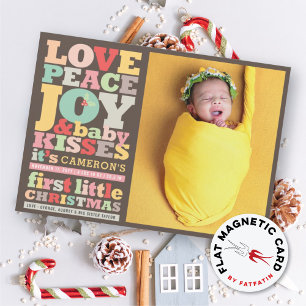 Liebe Peace Joy Baby Girl 1. Weihnachtsfotokarte Magnetkarte