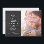 LIEBE PEACE JOY Chalkboard Weihnachts-Foto Feiertagskarte<br><div class="desc">LIEBE PEACE JOY to you Holiday Foto Card. Halbpension und weiß. Schöne Typografie,  Weihnachten Thema. Weihnachten.</div>