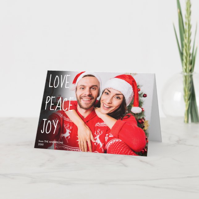 Liebe Peace Joy Foto Moderne Weihnachten (Vorderseite)