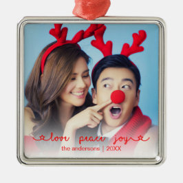 Liebe Peace Joy Foto Niedlich Red Christmas Ornament Aus Metall