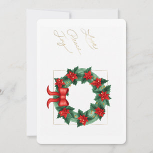 Liebe Peace Joy Holly Wreath Poinsettia und Red Bo